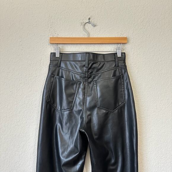 ABERCROMBIE & FITCH The 90s Straight Pants Black Vegan Leather Moto - Picture 5 of 13